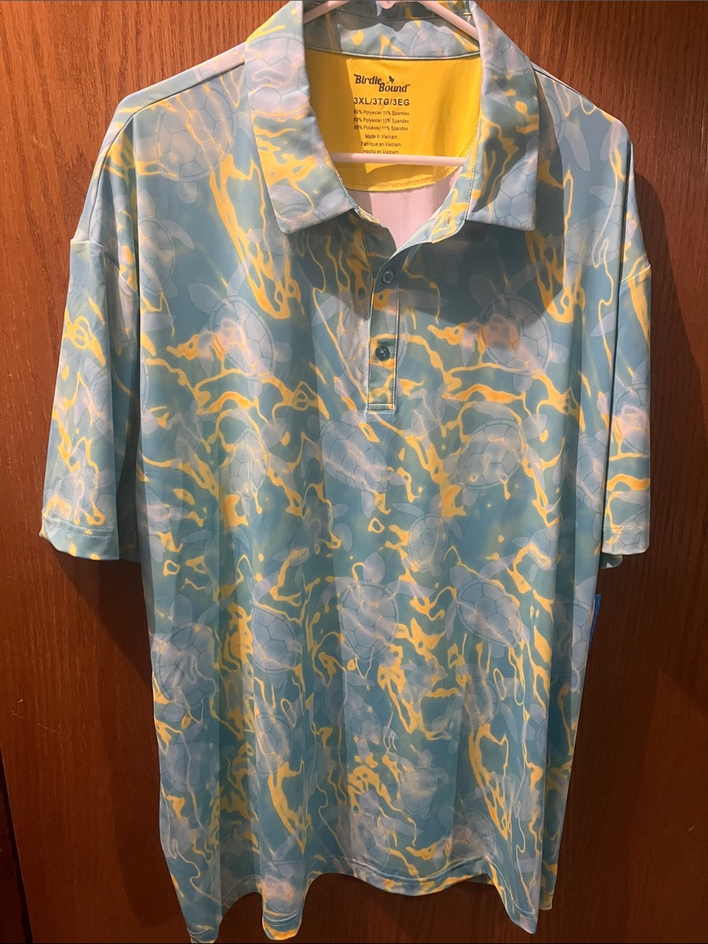 Birdie Bound Men’s Blue & Yellow Performance Polo